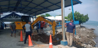 Bodi Jalan Pelabuhan Kapal Kayu Rum Retak, BPBD Tikep Turun Tangan